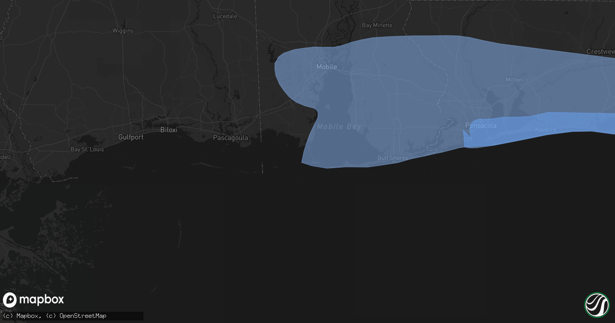 Hail map in Dauphin Island, AL on October 9, 2026