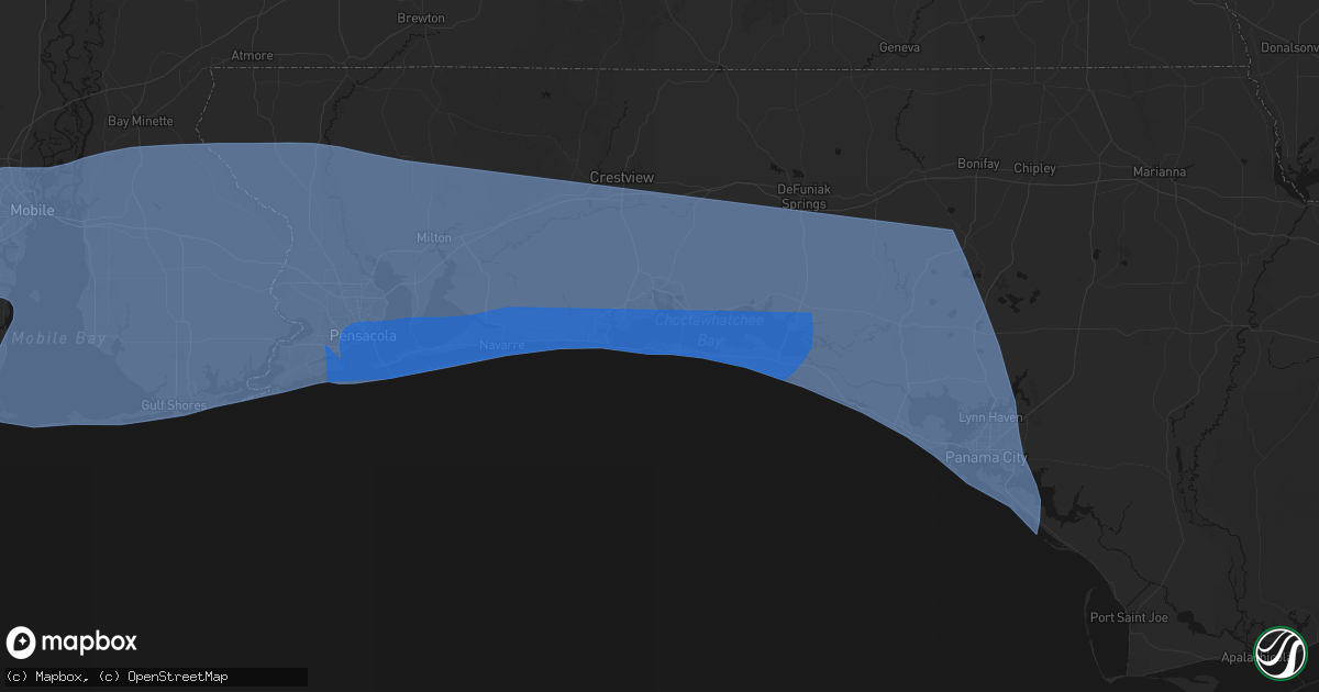 Hail map in Destin, FL on October 9, 2026