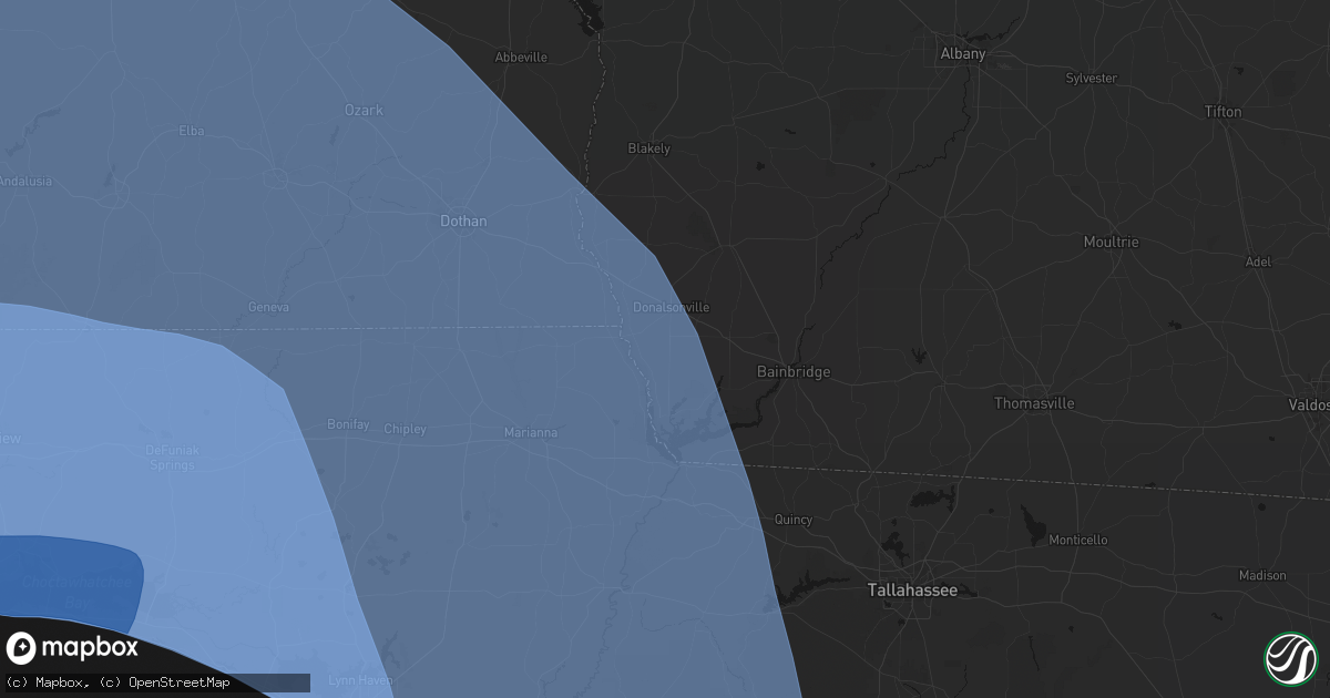 Hail map in Donalsonville, GA on October 9, 2026