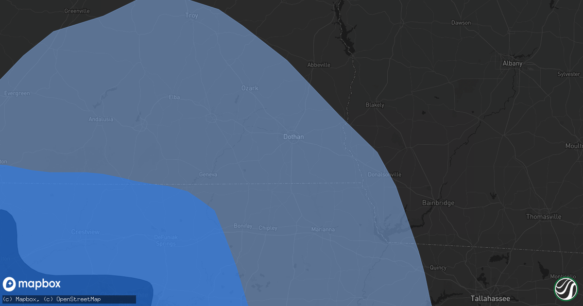 Hail map in Dothan, AL on October 9, 2026