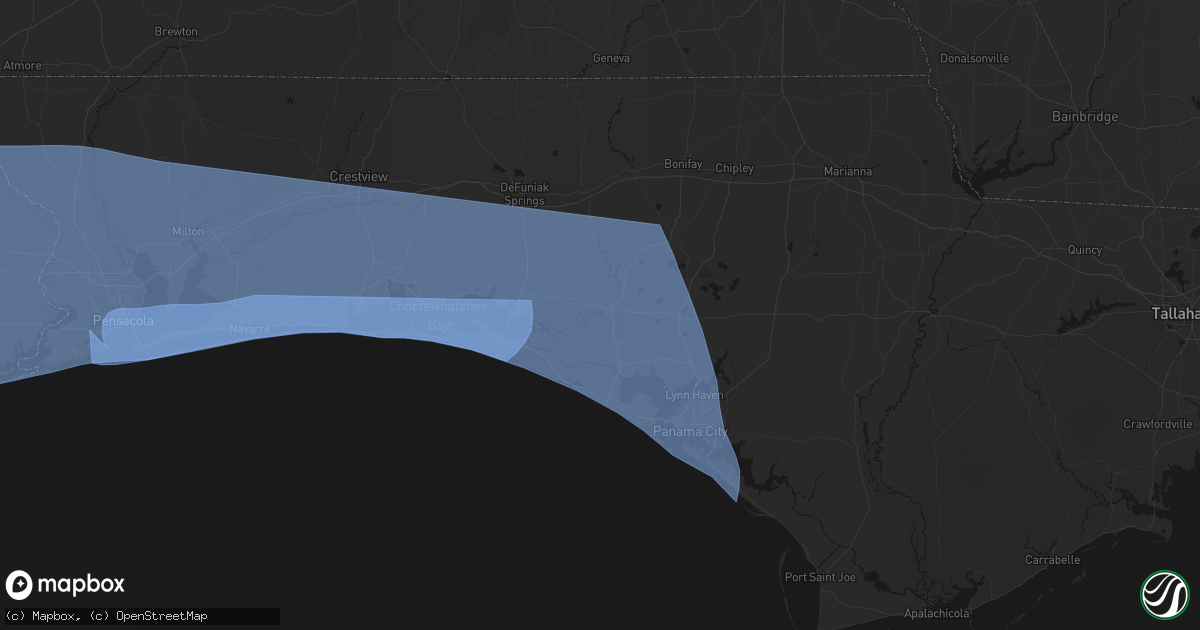 Hail map in Ebro, FL on October 9, 2026