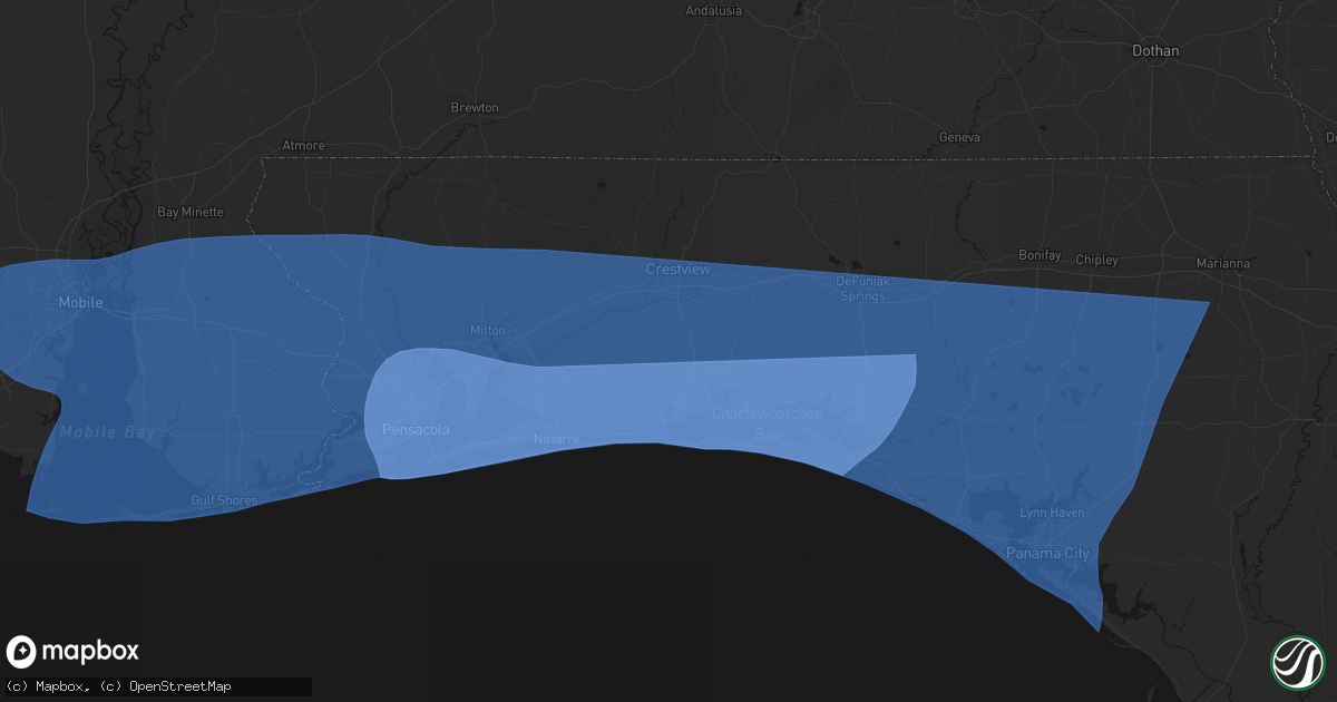 Hail map in Eglin Afb, FL on October 9, 2026