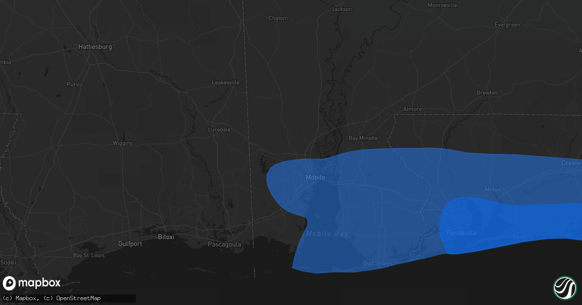 Hail map in Eight Mile, AL on October 9, 2026