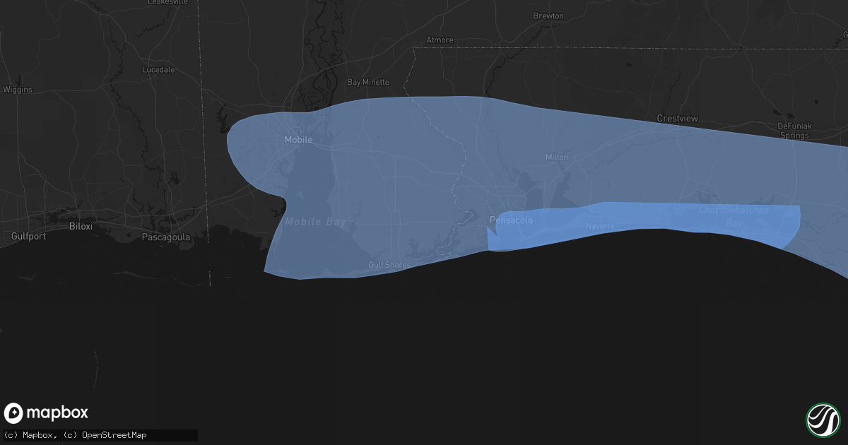 Hail map in Elberta, AL on October 9, 2026