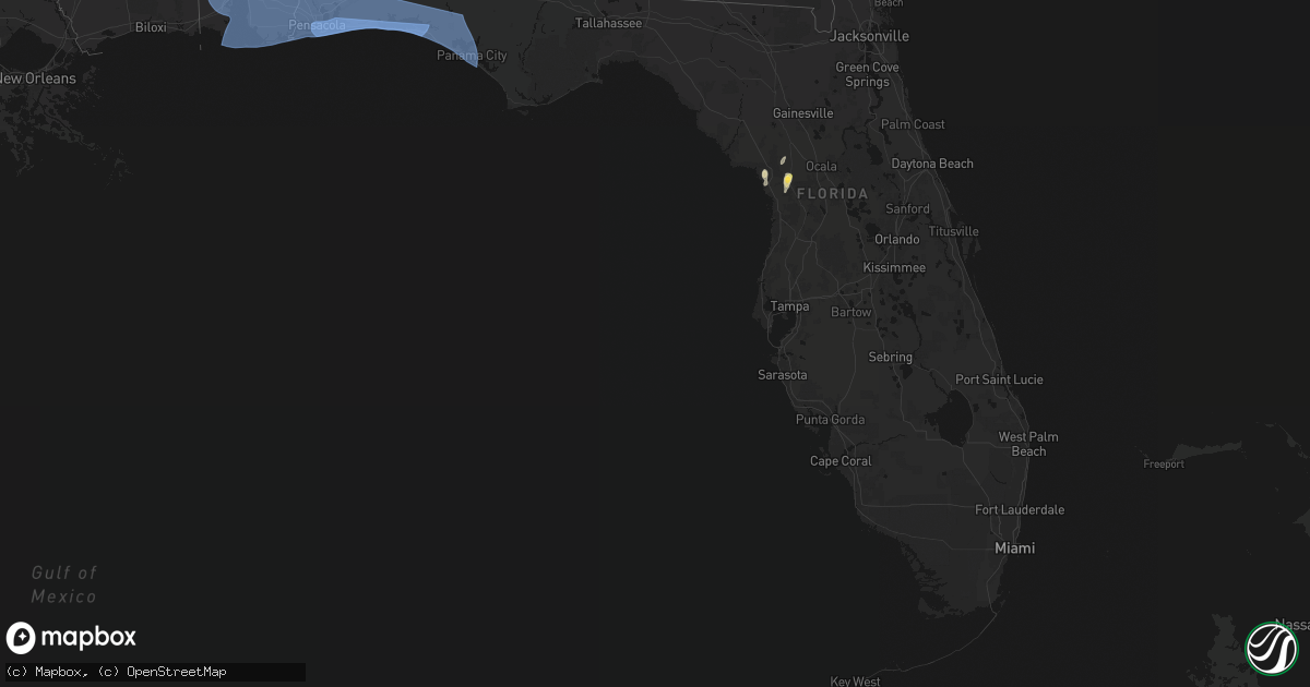 Hail map in Florida on October 9, 2026
