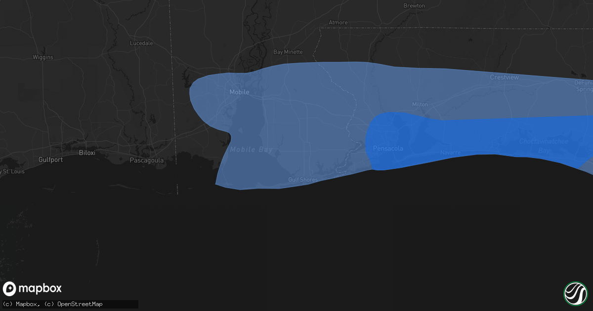 Hail map in Foley, AL on October 9, 2026