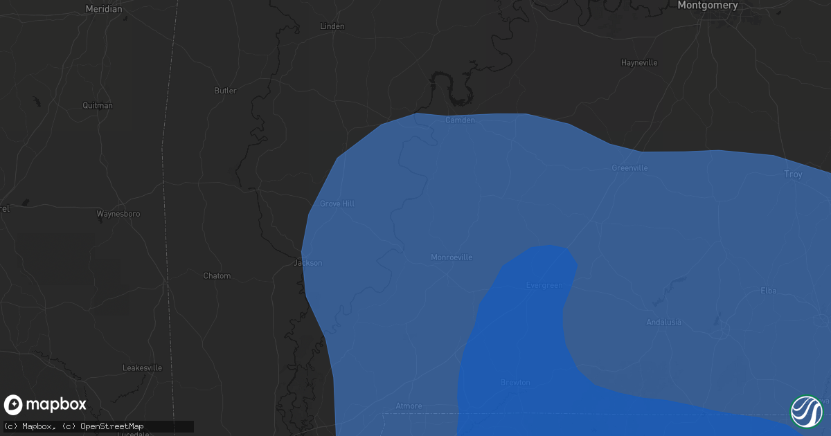 Hail map in Franklin, AL on October 9, 2026