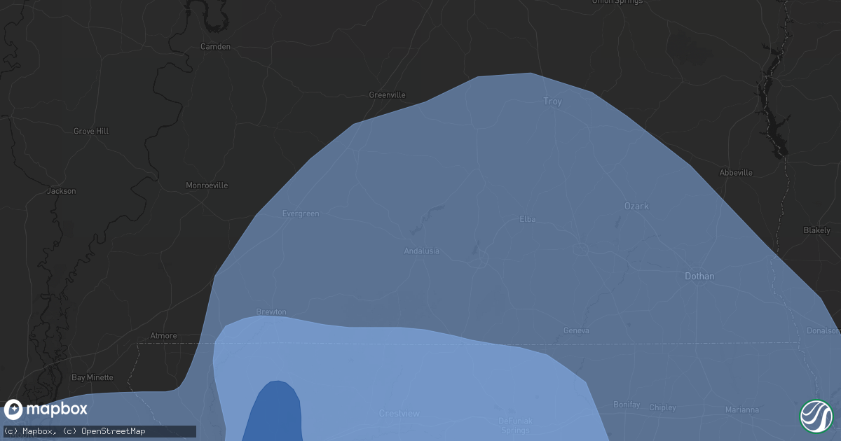 Hail map in Gantt, AL on October 9, 2026