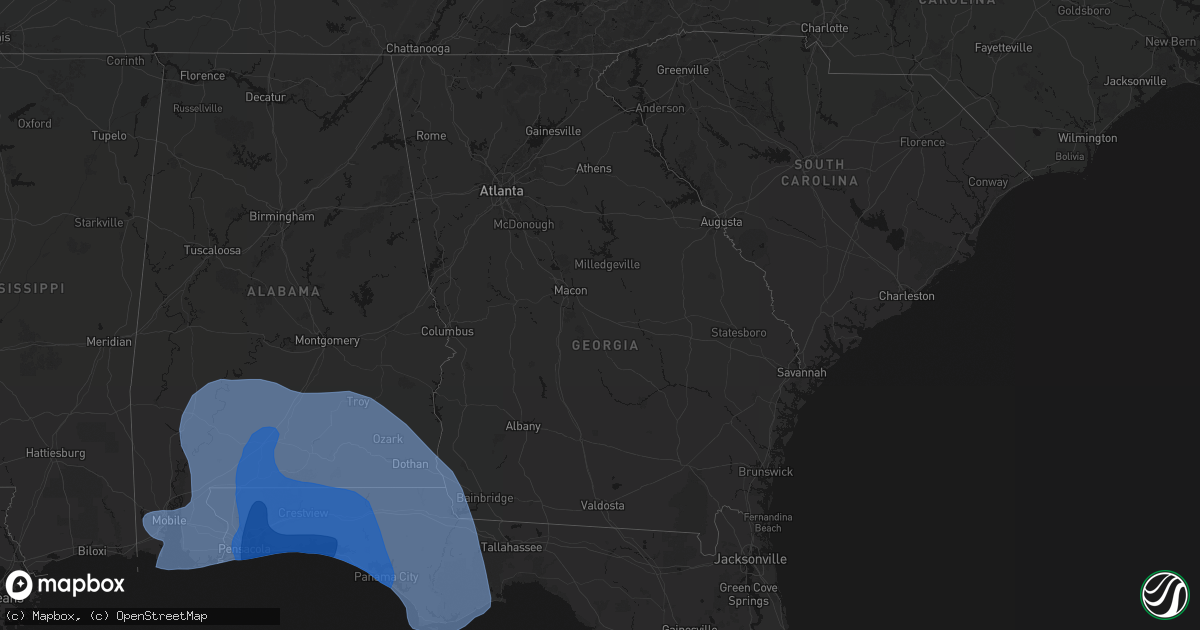 Hail map in Georgia on October 9, 2026