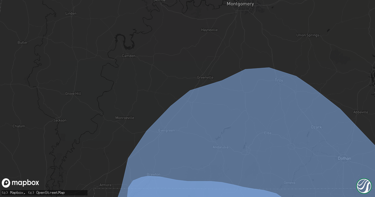 Hail map in Georgiana, AL on October 9, 2026