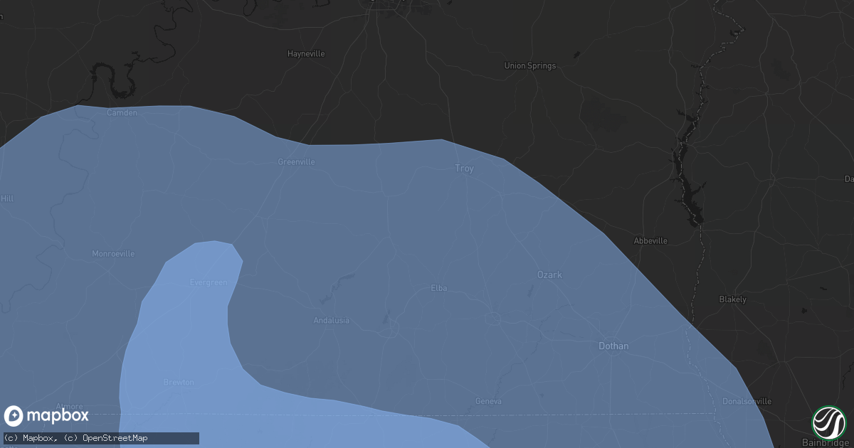 Hail map in Glenwood, AL on October 9, 2026