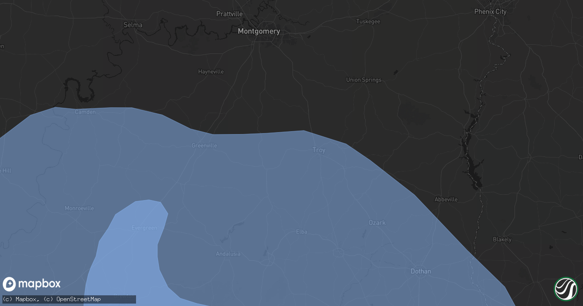 Hail map in Goshen, AL on October 9, 2026