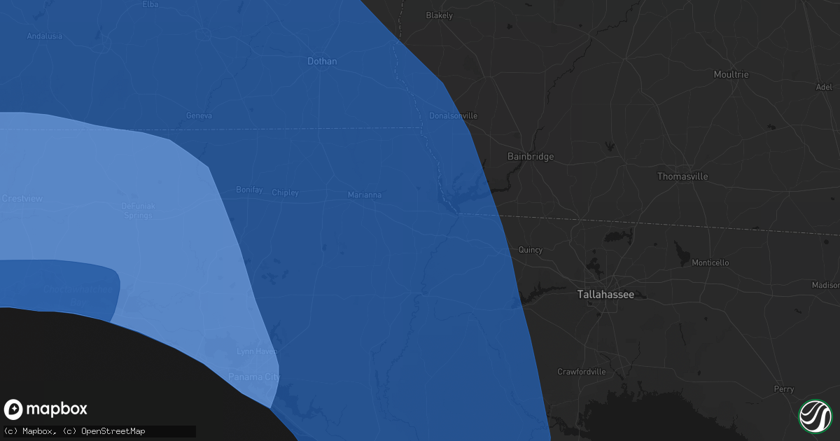 Hail map in Grand Ridge, FL on October 9, 2026