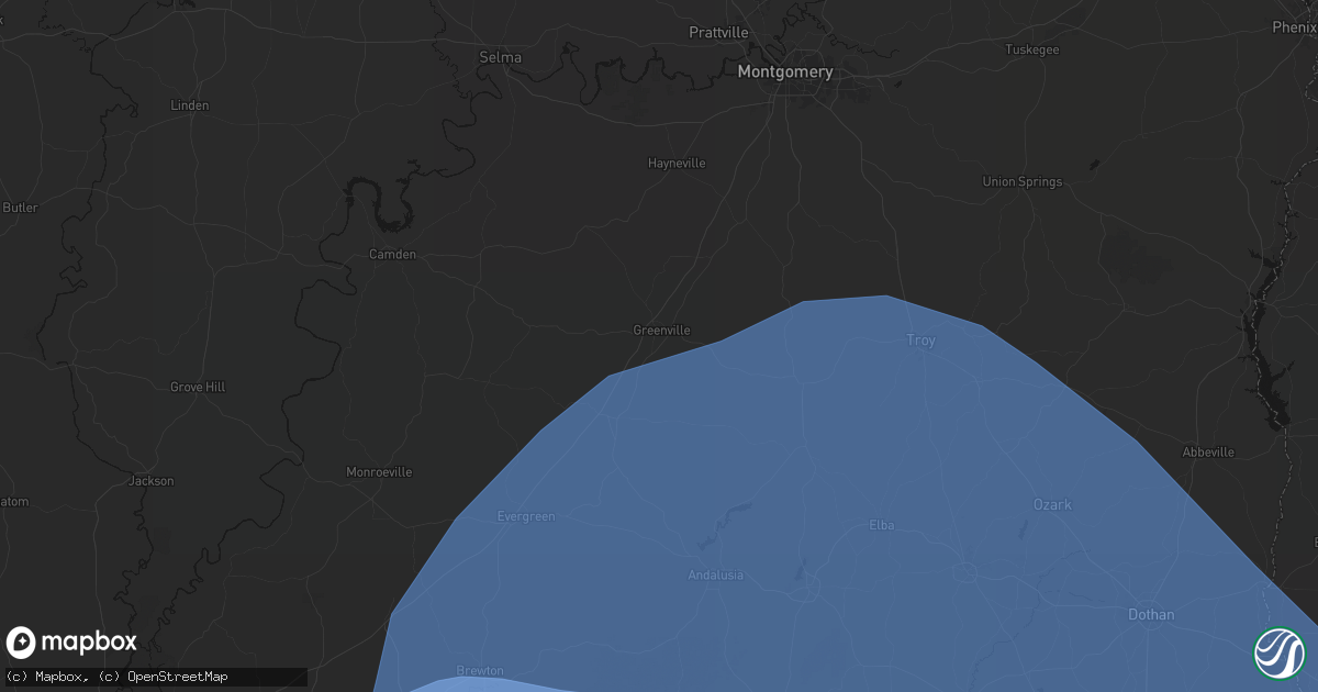 Hail map in Greenville, AL on October 9, 2026