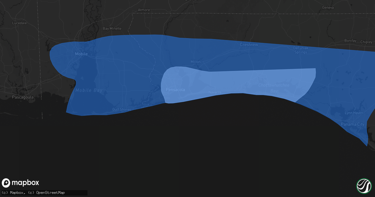 Hail map in Gulf Breeze, FL on October 9, 2026