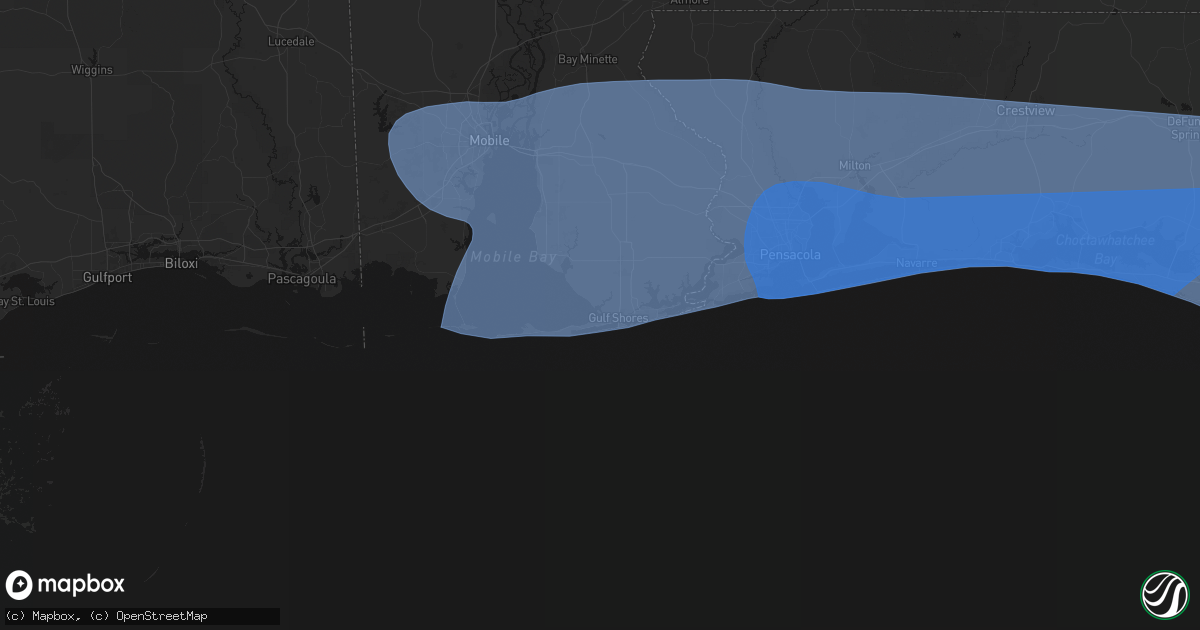 Hail map in Gulf Shores, AL on October 9, 2026