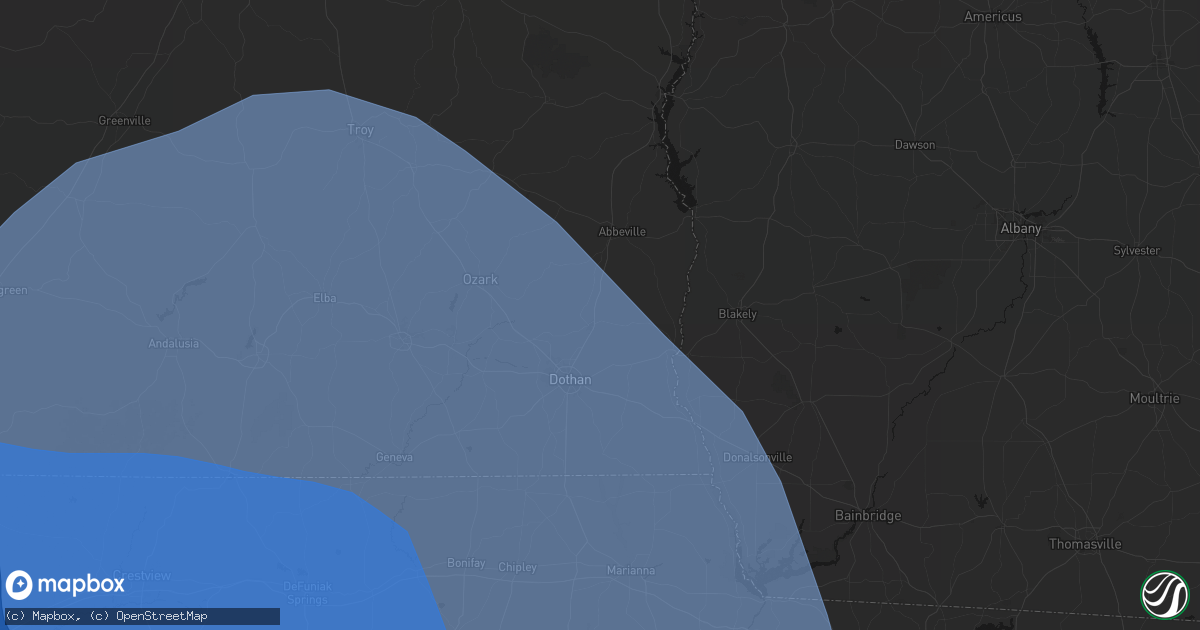 Hail map in Headland, AL on October 9, 2026