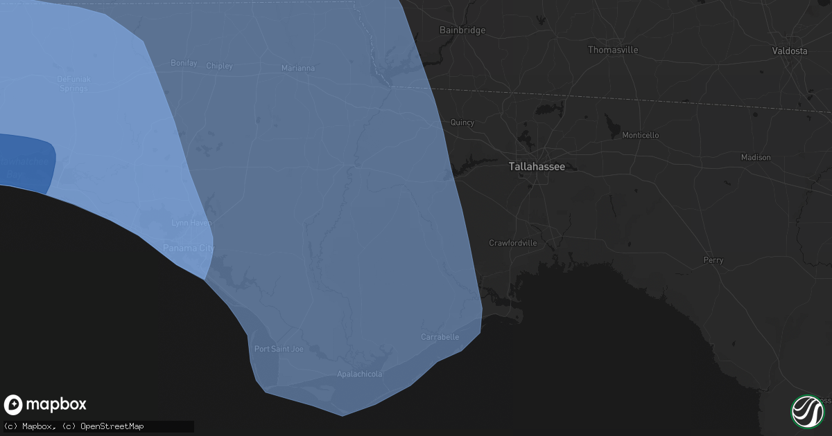 Hail map in Hosford, FL on October 9, 2026