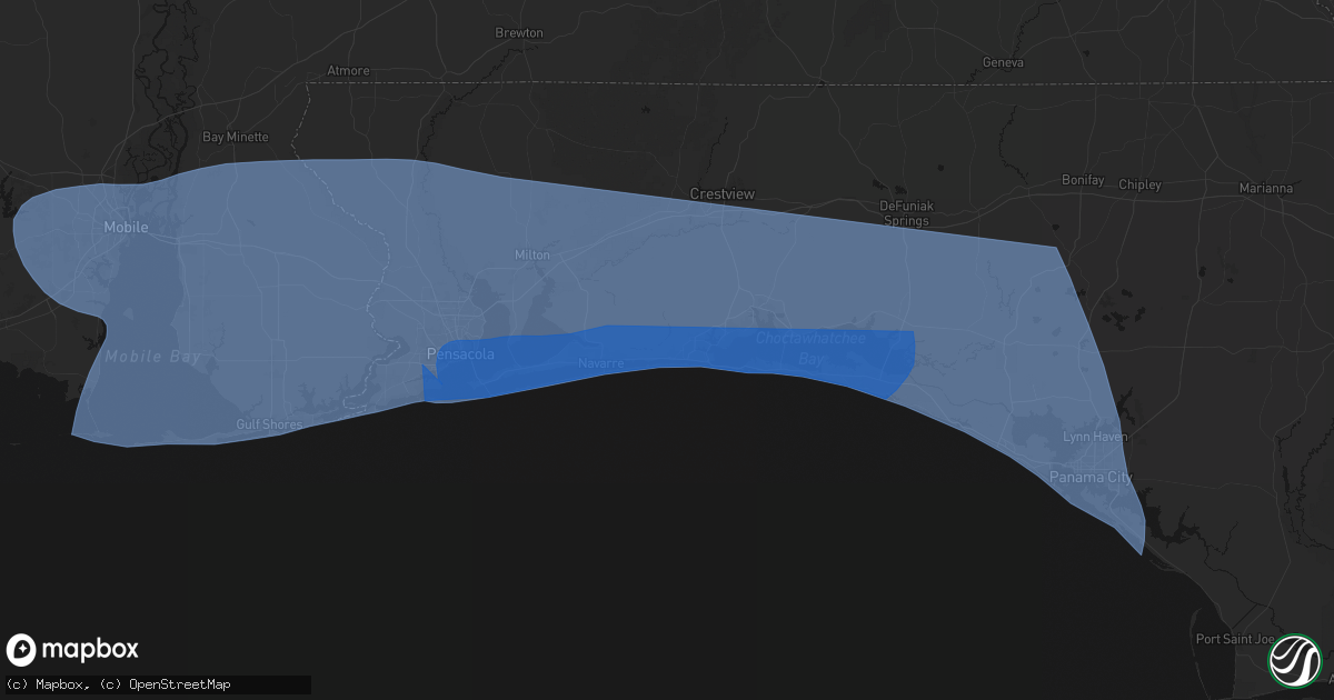 Hail map in Hurlburt Field, FL on October 9, 2026