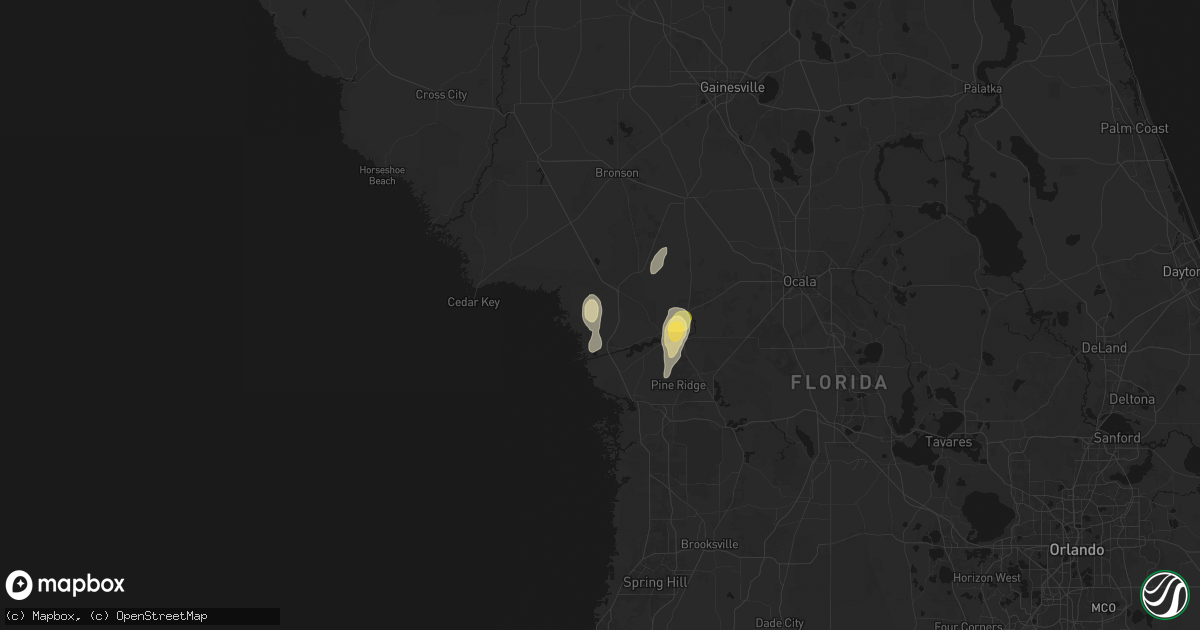 Hail map in Inglis, FL on October 9, 2026