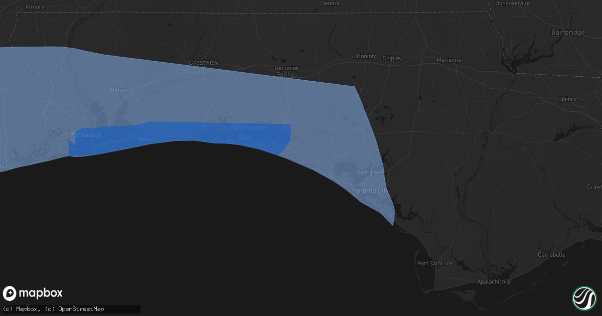 Hail map in Inlet Beach, FL on October 9, 2026