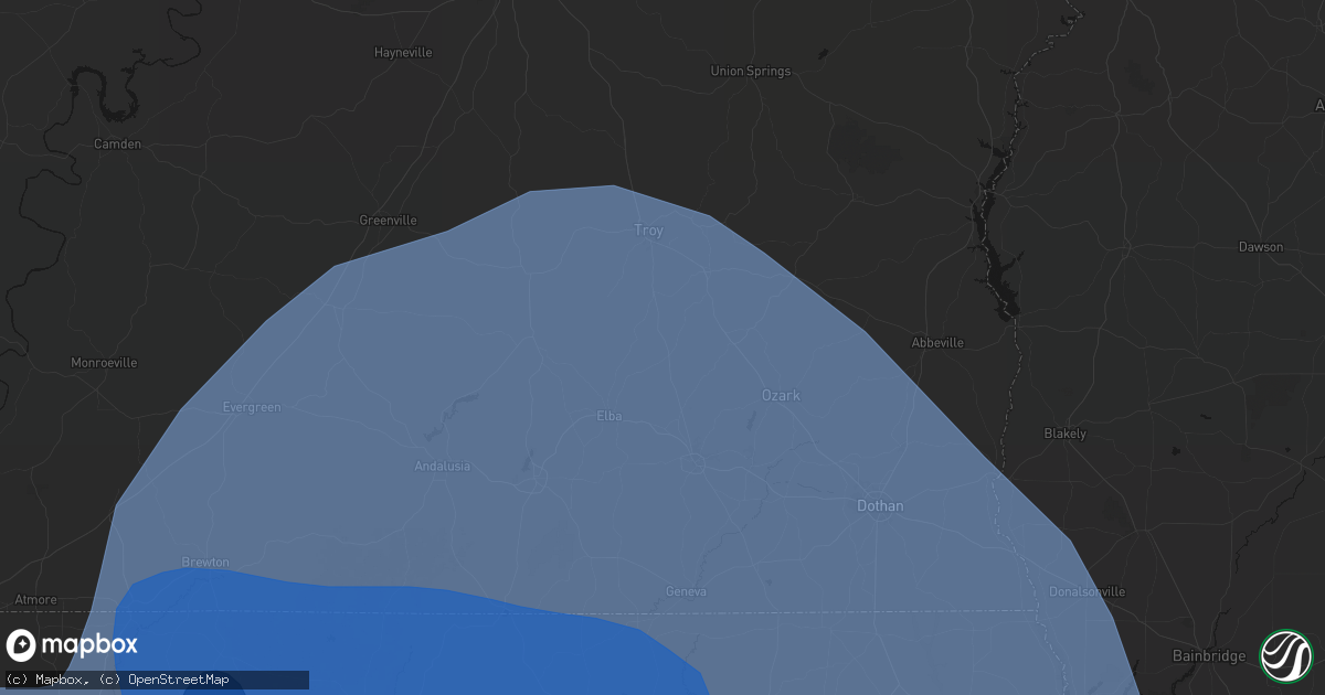 Hail map in Jack, AL on October 9, 2026