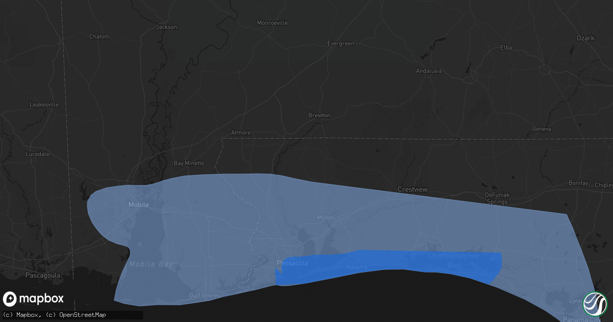 Hail map in Jay, FL on October 9, 2026