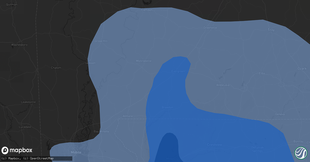 Hail map in Lenox, AL on October 9, 2026