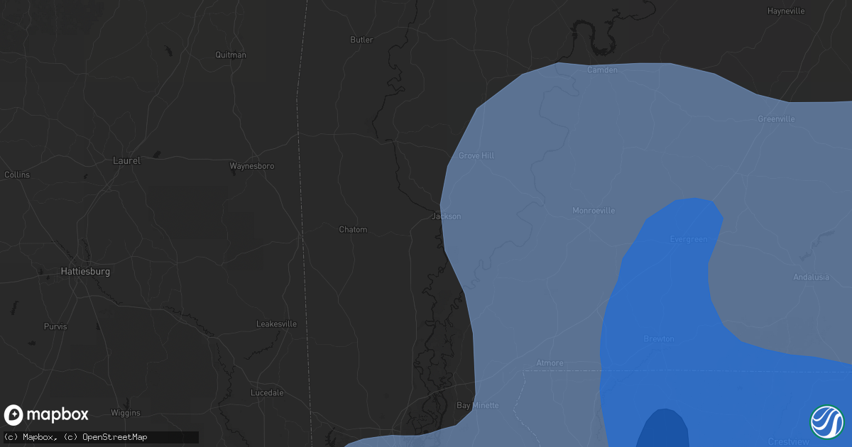 Hail map in Leroy, AL on October 9, 2026