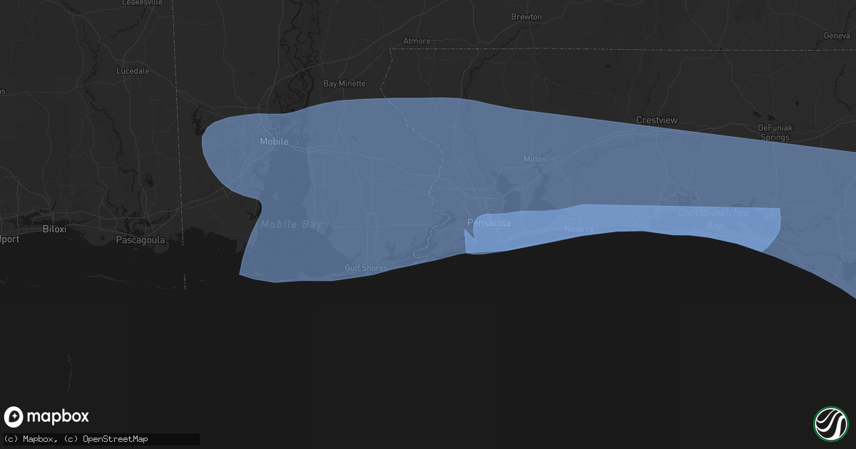 Hail map in Lillian, AL on October 9, 2026
