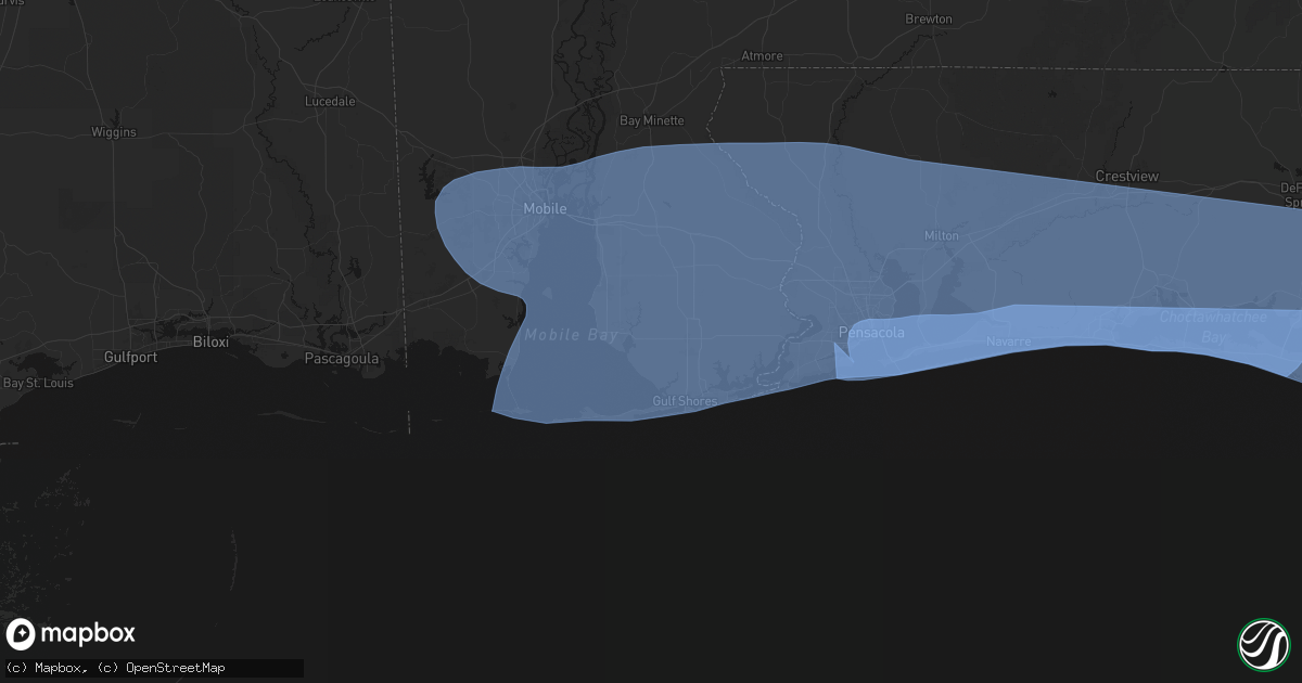 Hail map in Magnolia Springs, AL on October 9, 2026