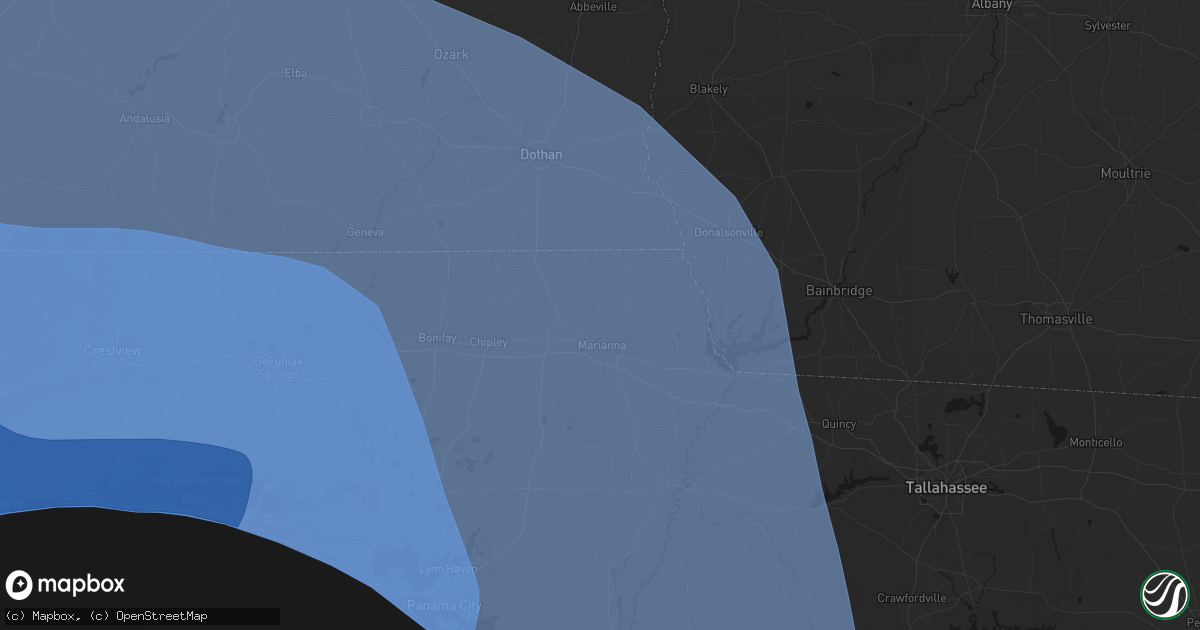 Hail map in Marianna, FL on October 9, 2026