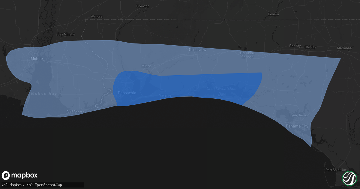 Hail map in Mary Esther, FL on October 9, 2026