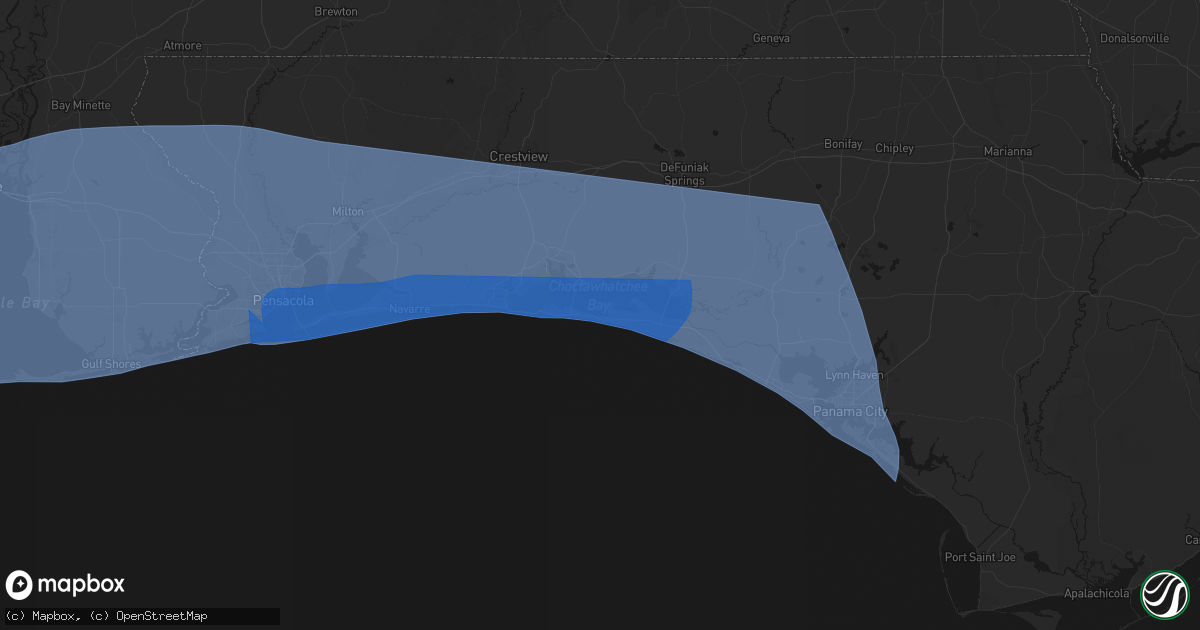 Hail map in Miramar Beach, FL on October 9, 2026