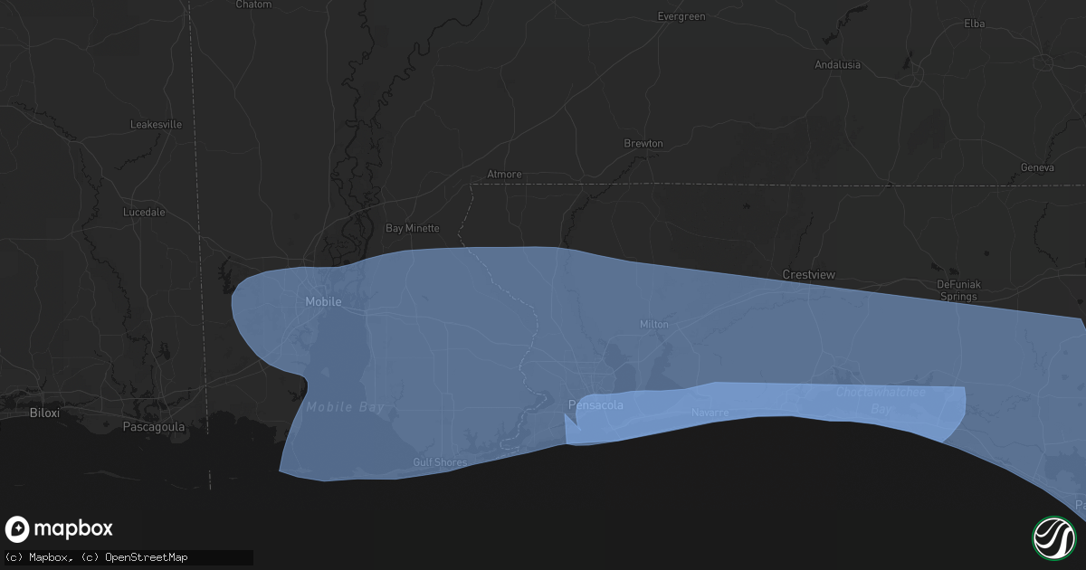 Hail map in Molino, FL on October 9, 2026
