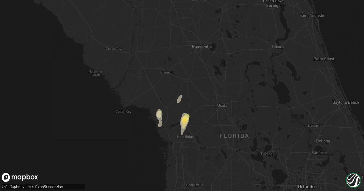 Hail map in Morriston, FL on October 9, 2026