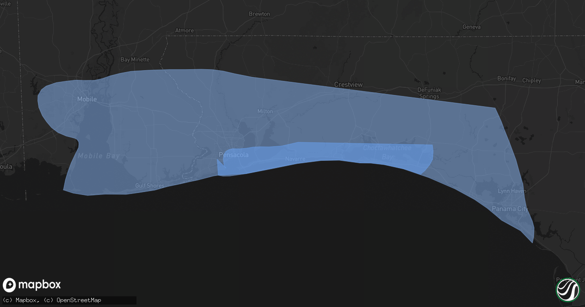 Hail map in Navarre, FL on October 9, 2026