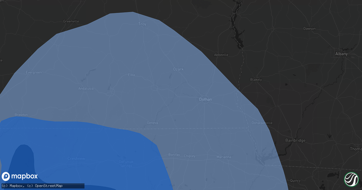 Hail map in Newton, AL on October 9, 2026
