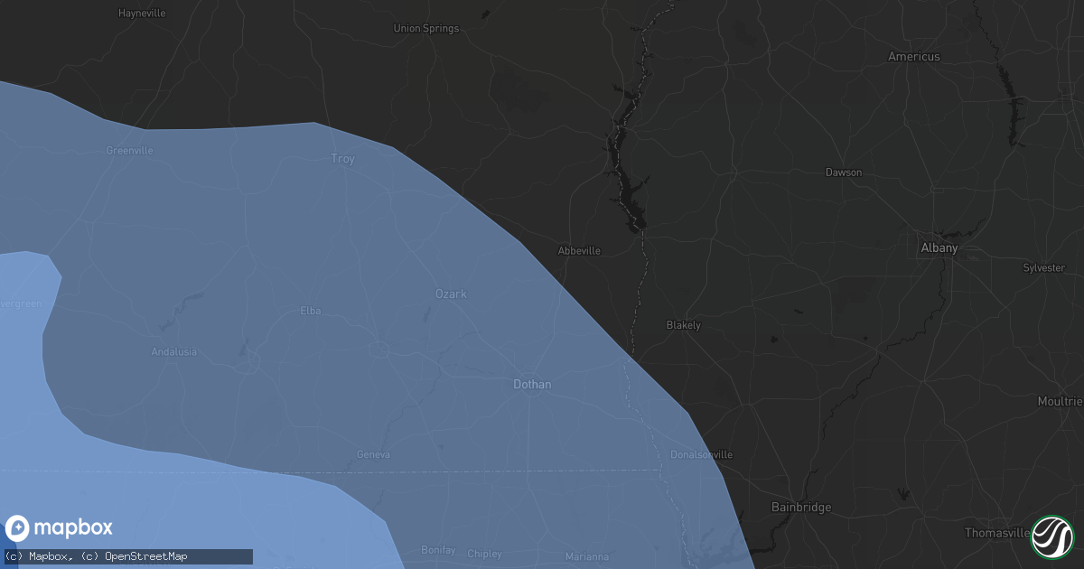 Hail map in Newville, AL on October 9, 2026
