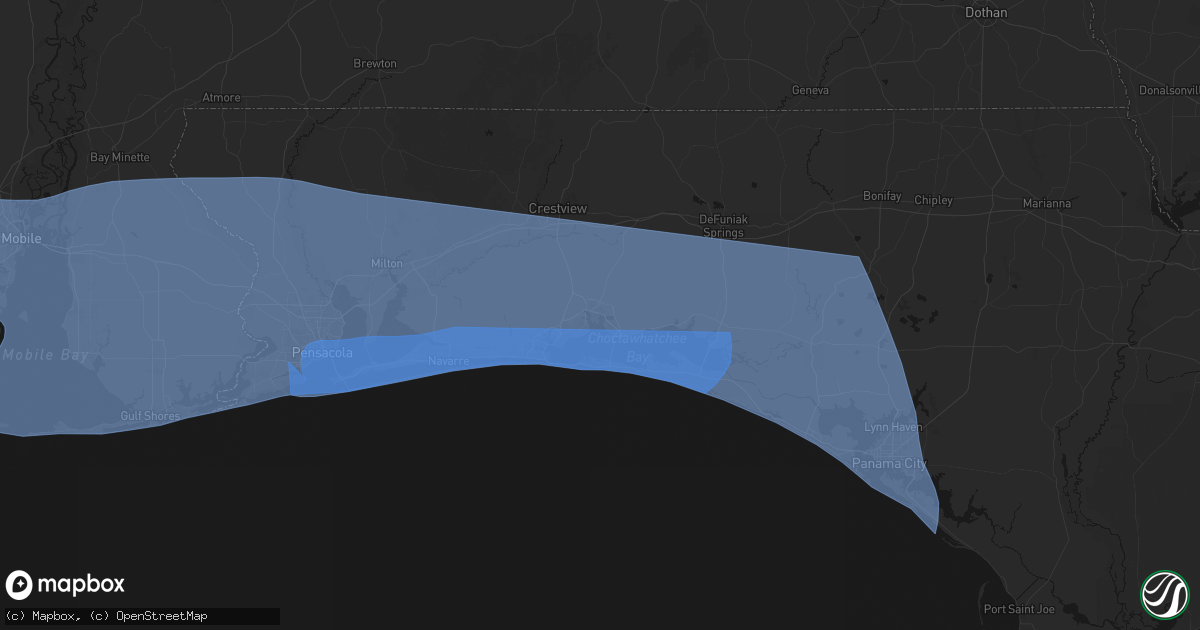 Hail map in Niceville, FL on October 9, 2026
