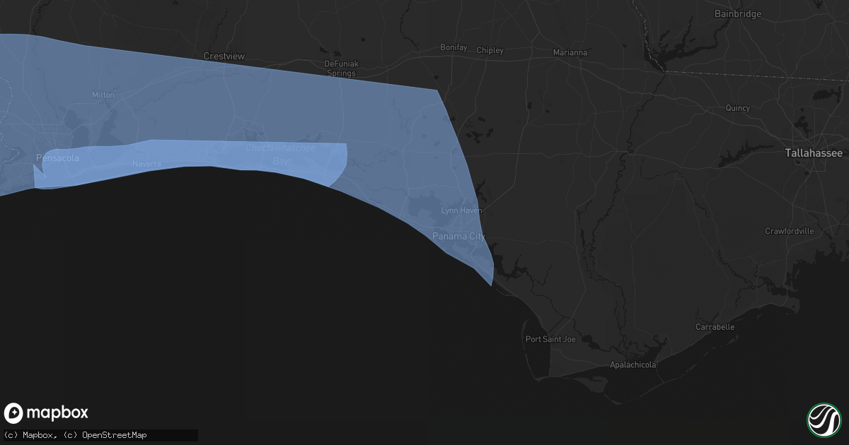 Hail map in Panama City Beach, FL on October 9, 2026