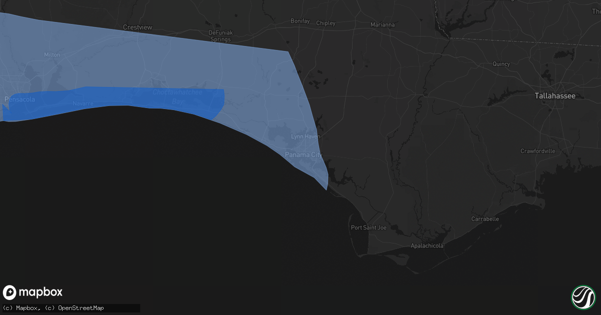 Hail map in Panama City, FL on October 9, 2026
