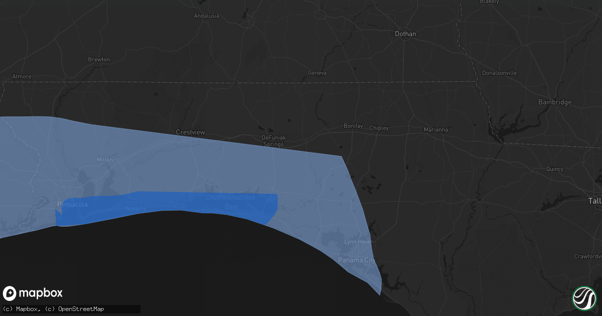 Hail map in Ponce De Leon, FL on October 9, 2026