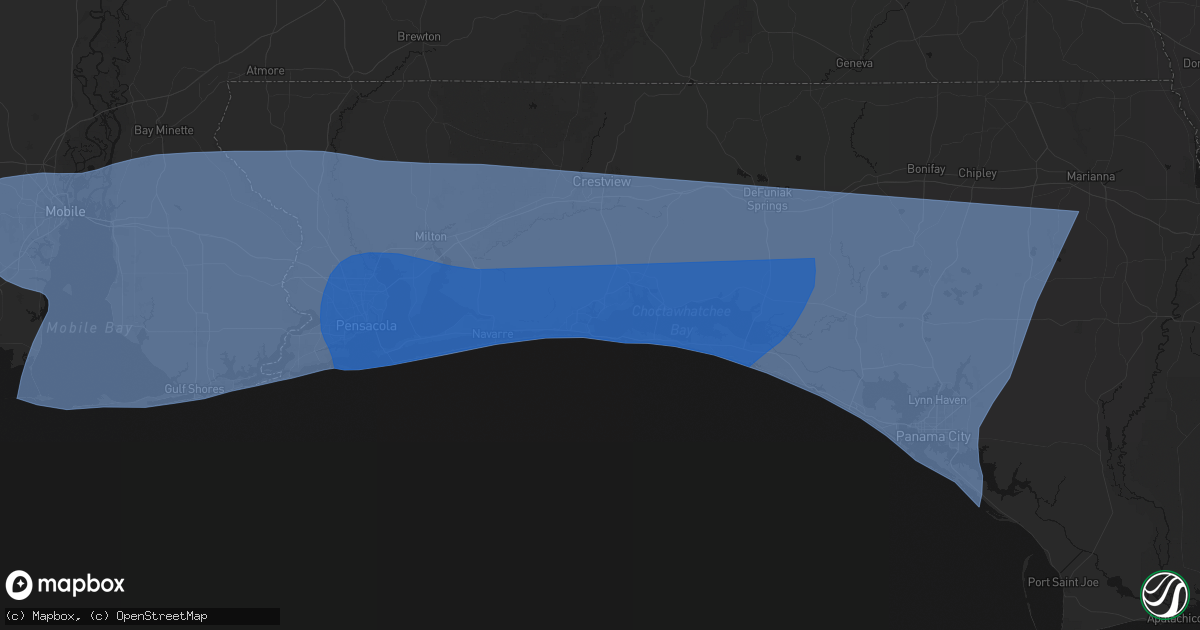 Hail map in Shalimar, FL on October 9, 2026