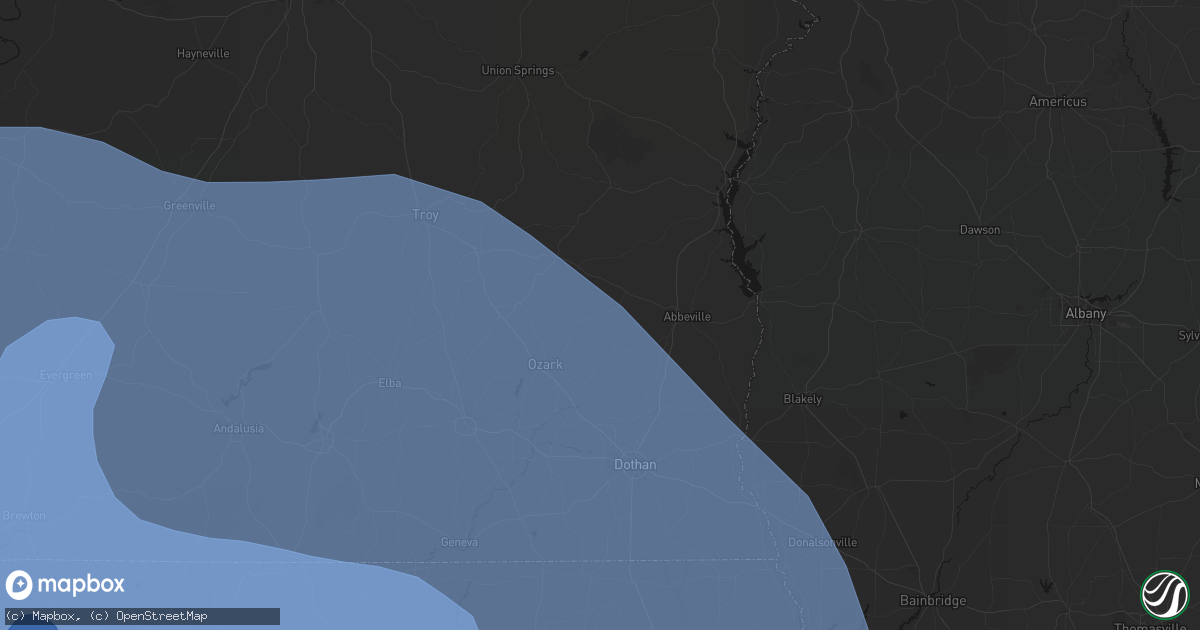 Hail map in Skipperville, AL on October 9, 2026