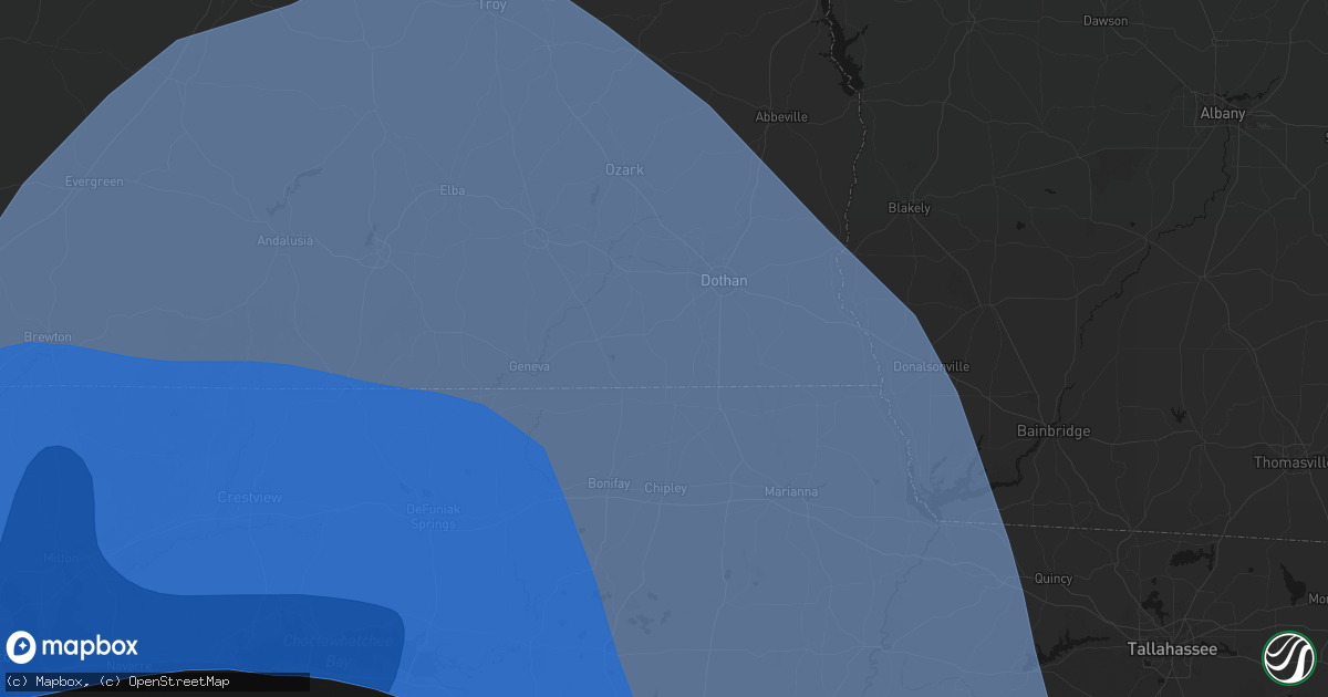 Hail map in Slocomb, AL on October 9, 2026
