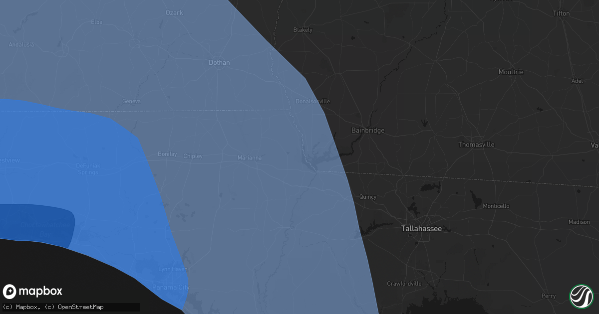 Hail map in Sneads, FL on October 9, 2026