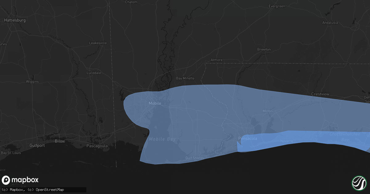 Hail map in Stapleton, AL on October 9, 2026