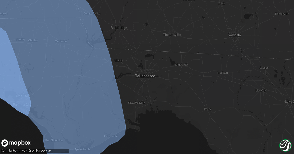 Hail map in Tallahassee, FL on October 9, 2026
