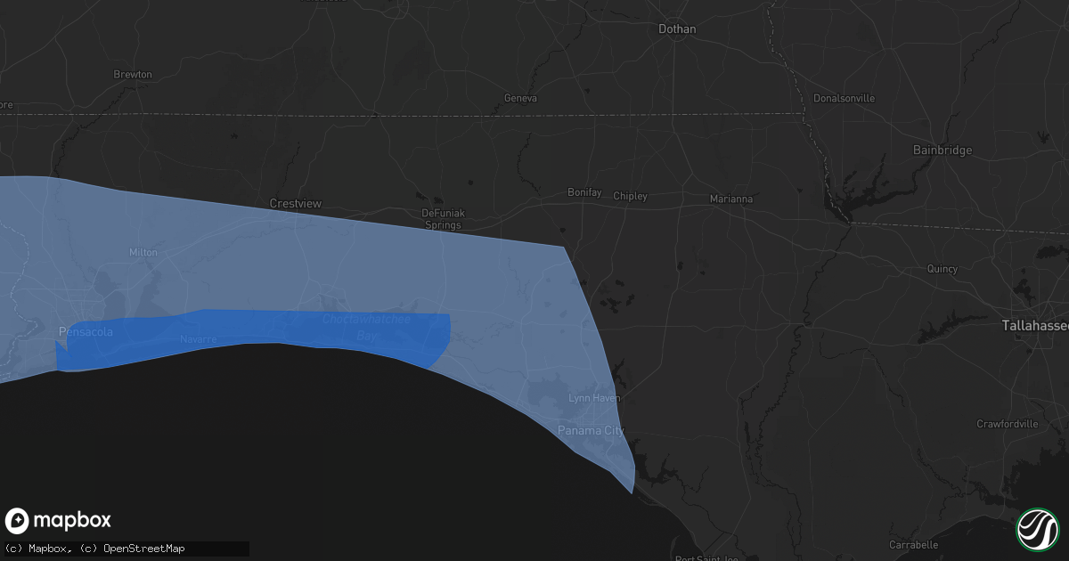 Hail map in Vernon, FL on October 9, 2026